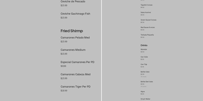 Pescaderia Ensenada Menu