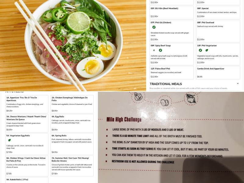 Mile High Pho Menu