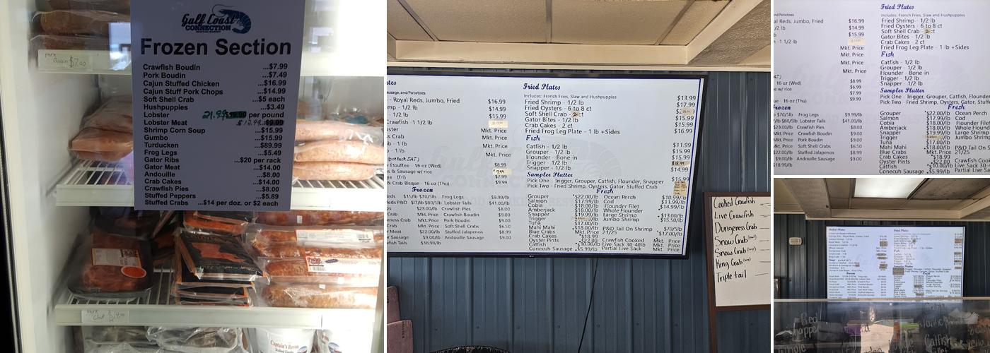 Gulf Coast Connection Seafood Menu