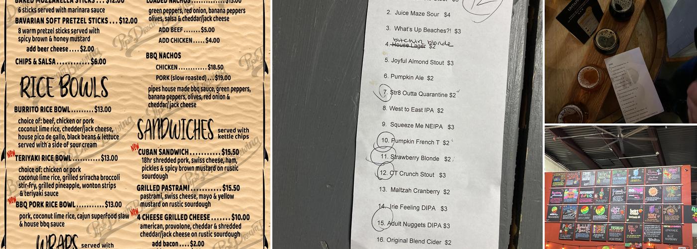 Pipe Dream Brewing Menu