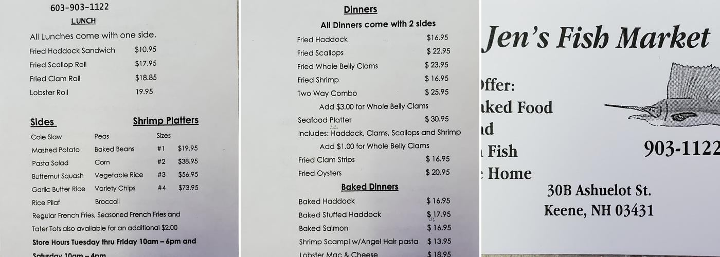 Adams Fish Market Menu