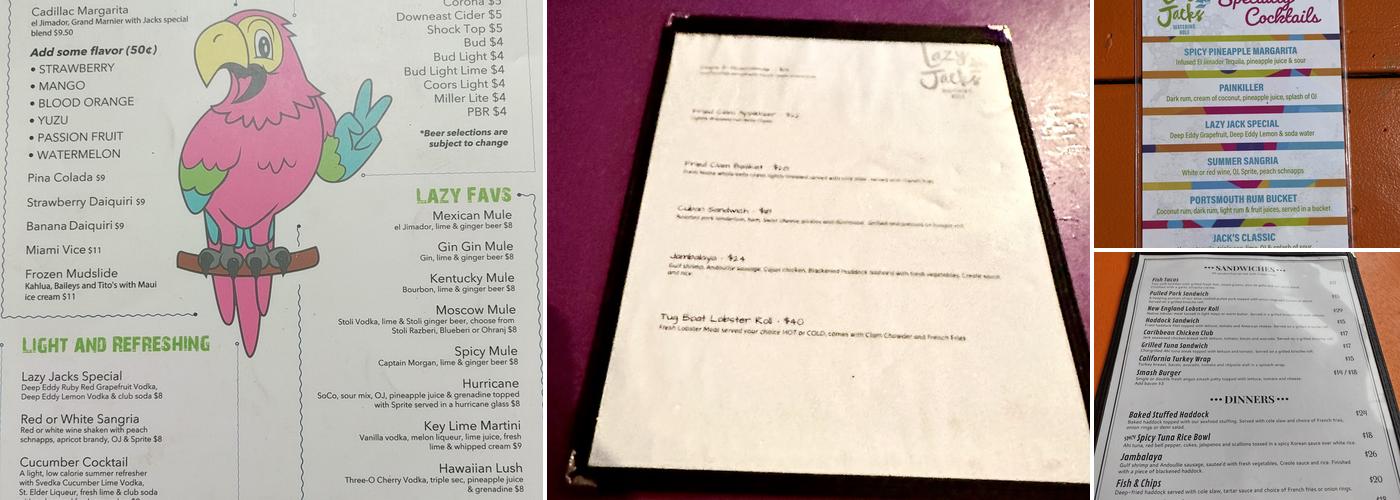 Lazy Jack's Menu
