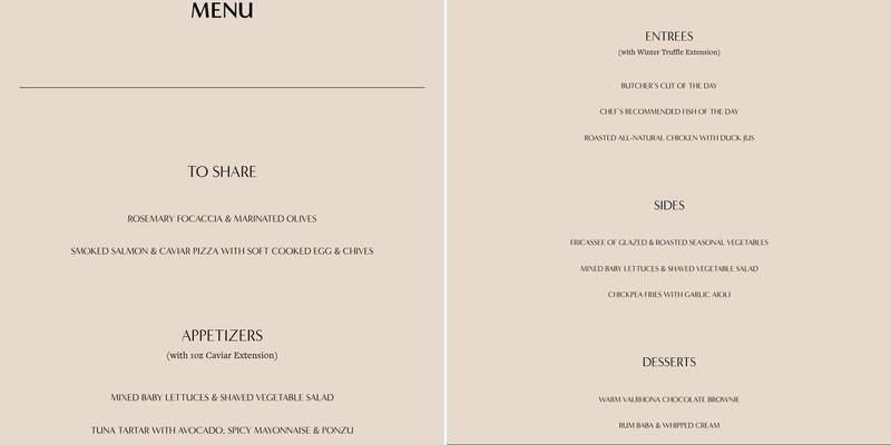 Birch Hill Market Menu