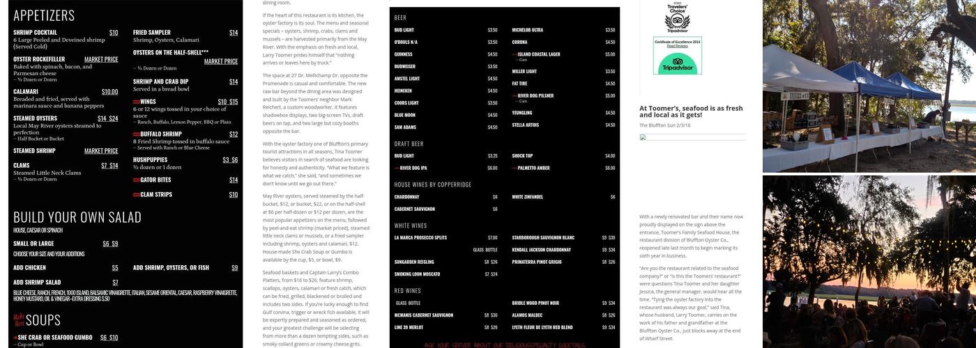 Bluffton Oyster Co Menu