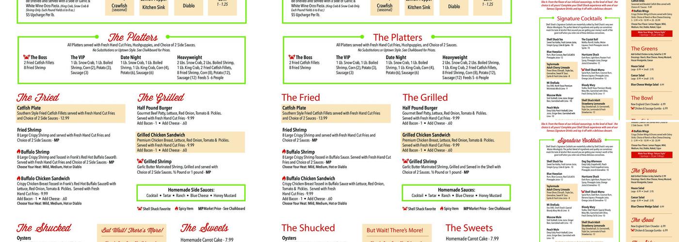 Shell Shack Menu