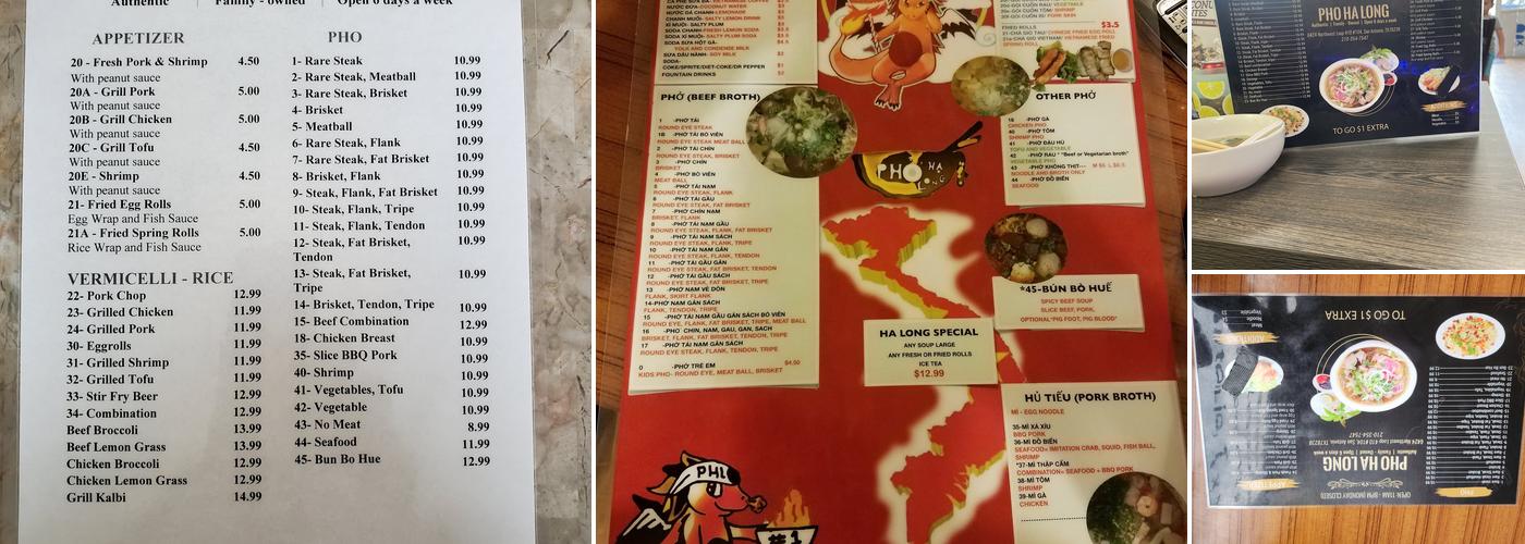 Pho Ha Long Restaurant Menu