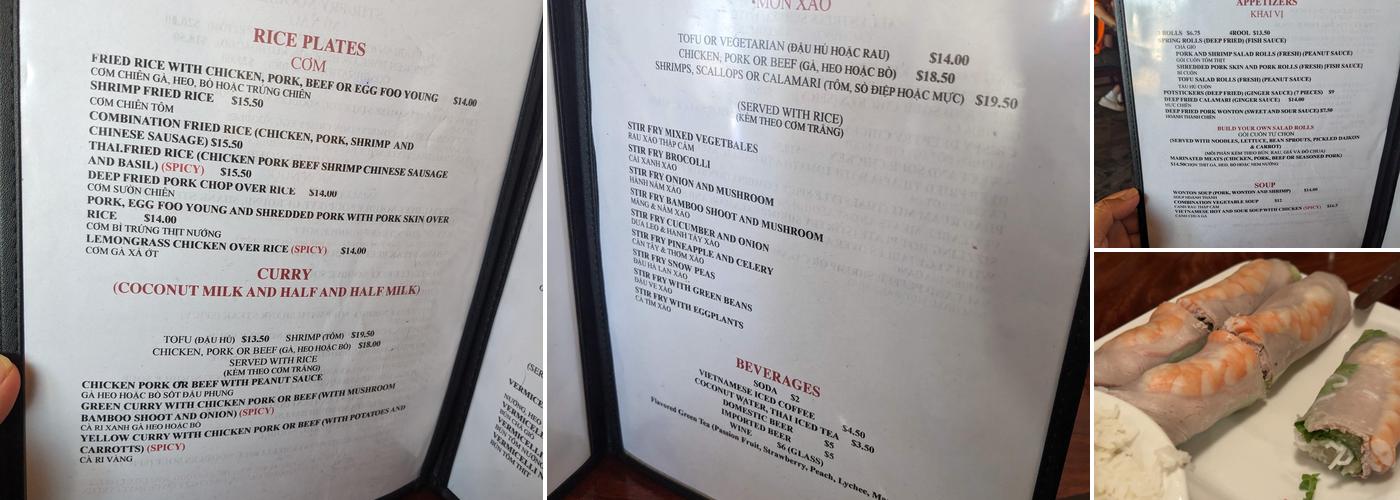 Saigon Restaurant Menu