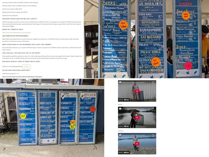 Taylor Shellfish Farms Menu