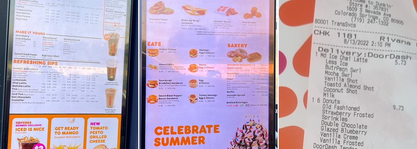 Dunkin' Menu