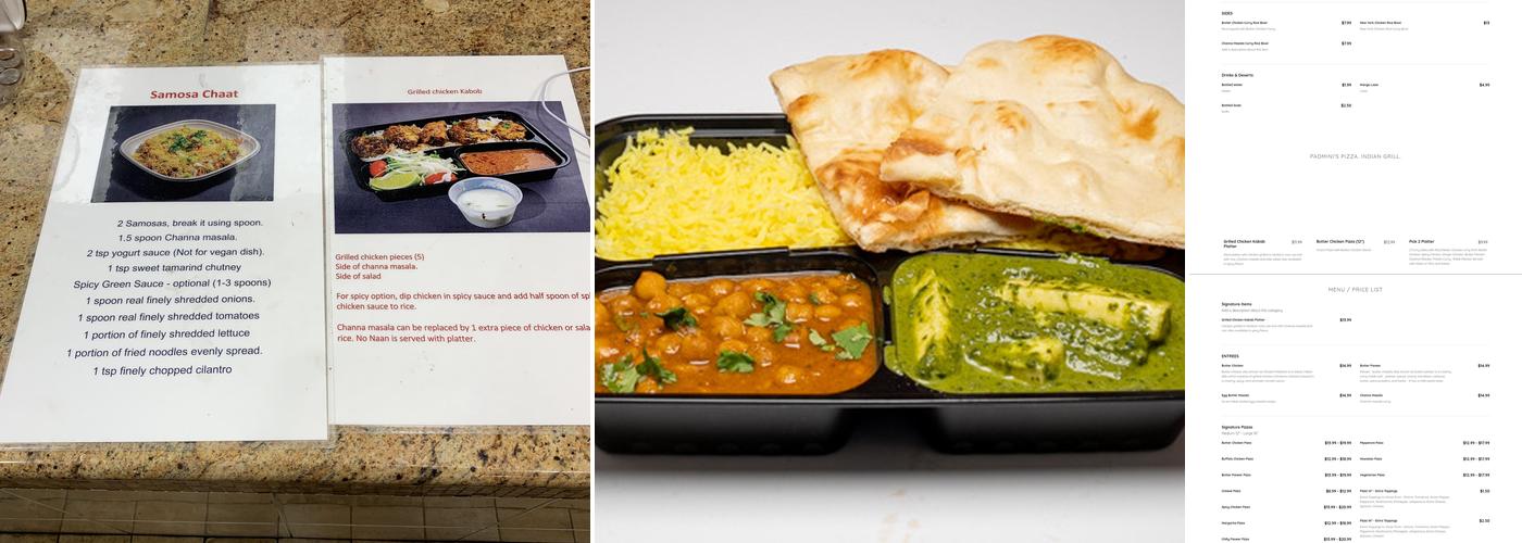 Padmini's Pizza and Indian Grill Menu