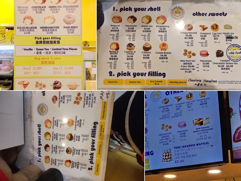 Beard Papa's Menu