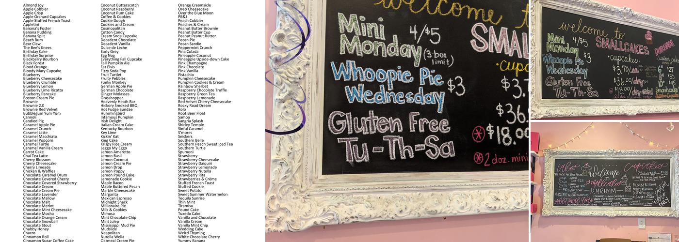 Smallcakes Durham Menu