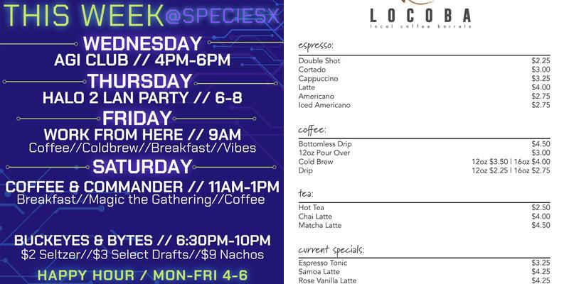 Species X Beer Project Menu