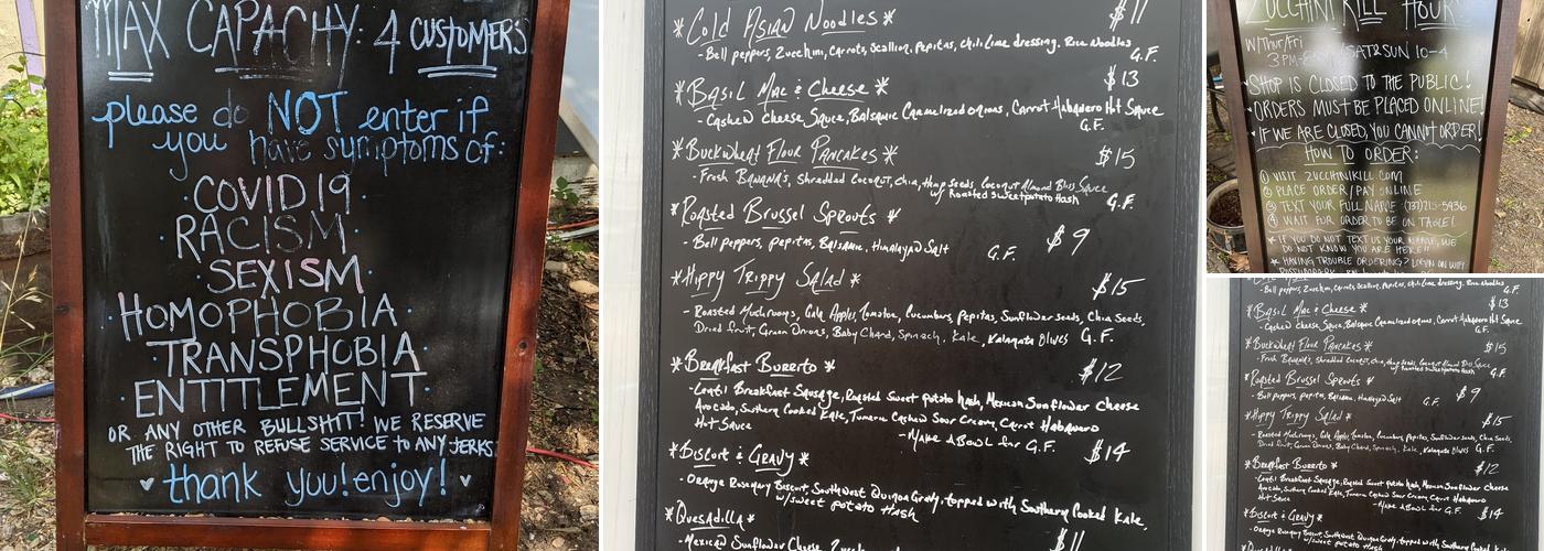 Zucchini Kill Bakery Menu