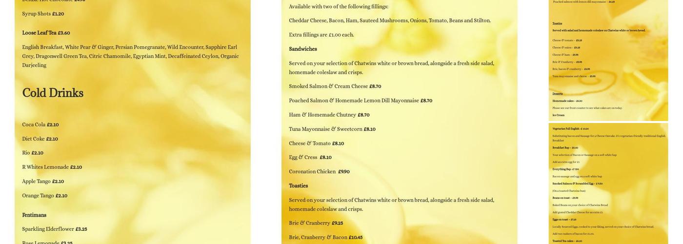 Betley Tea Room Menu