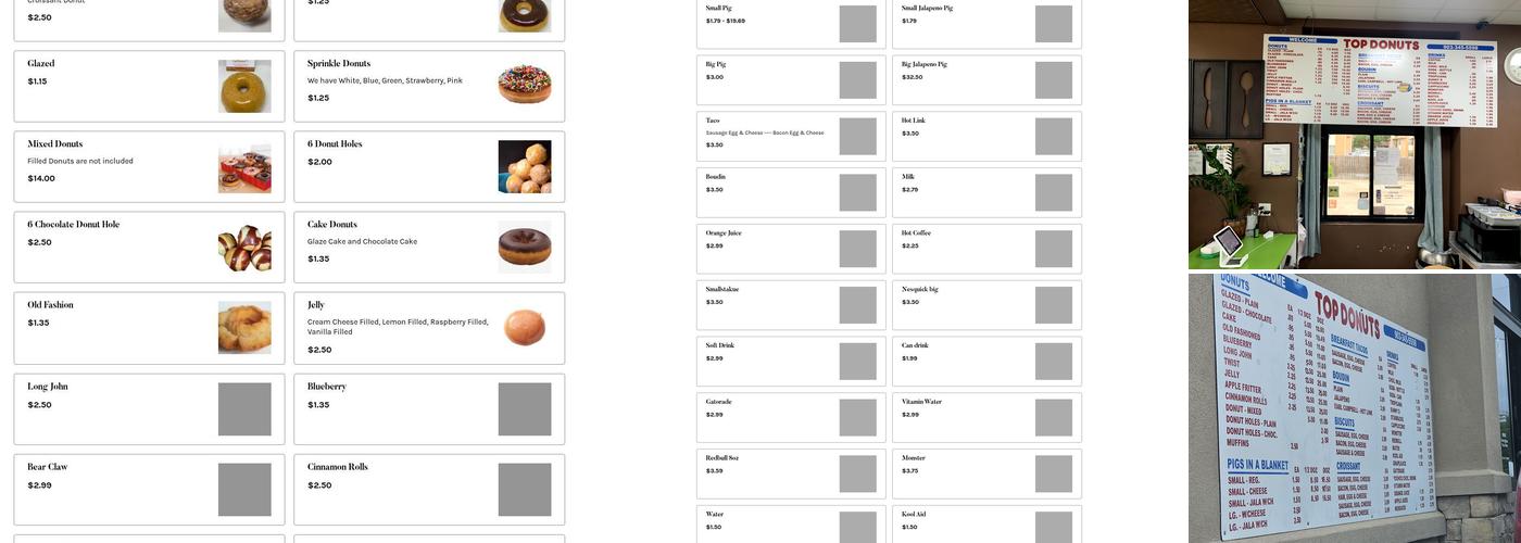 Top Donuts Menu