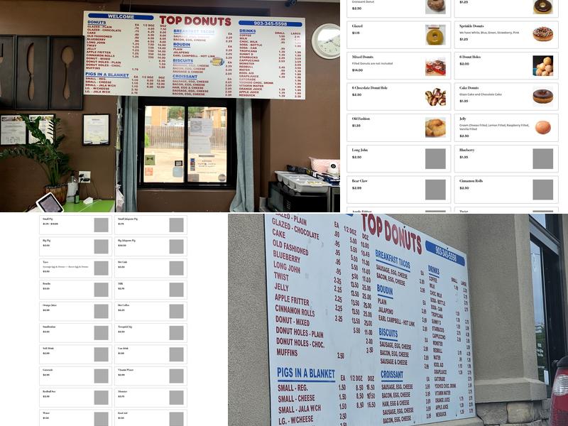 Top Donuts Menu