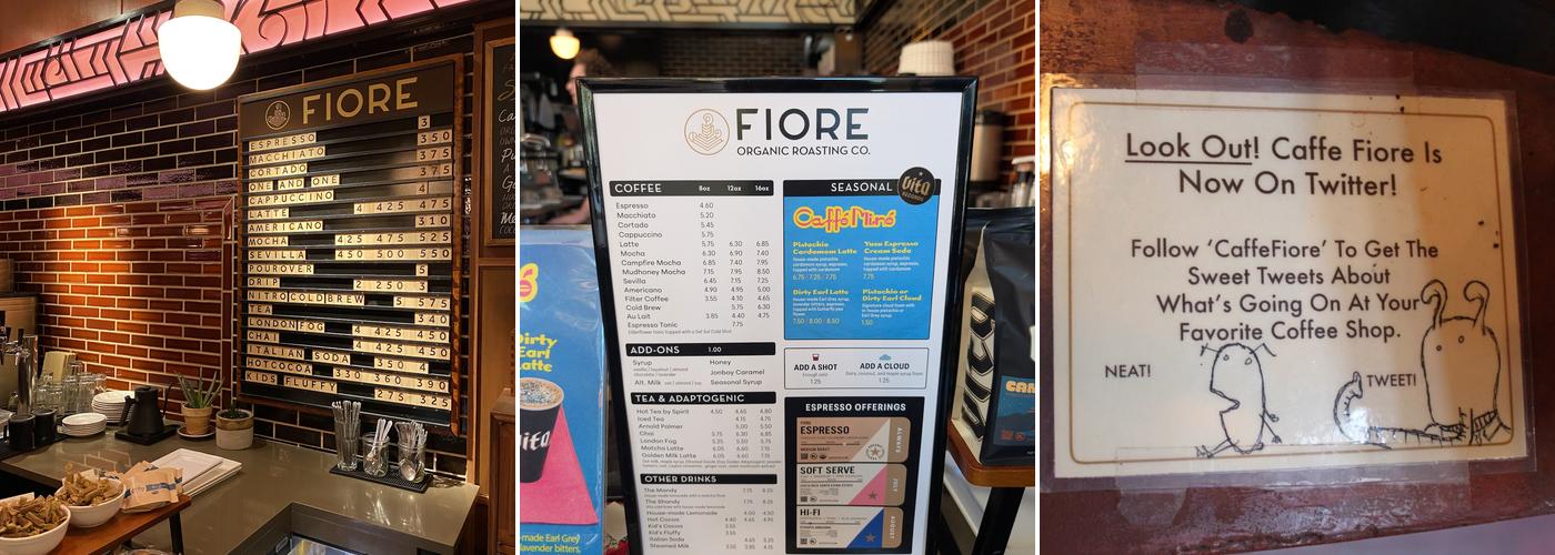 Caffe Fiore Menu