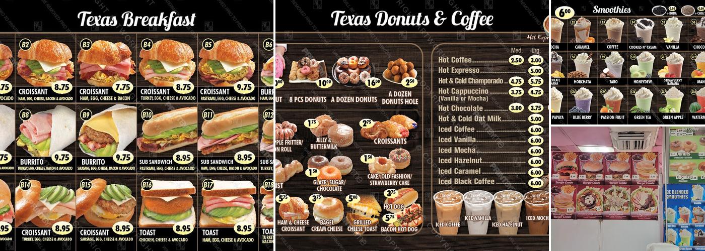 Texas Donuts Menu