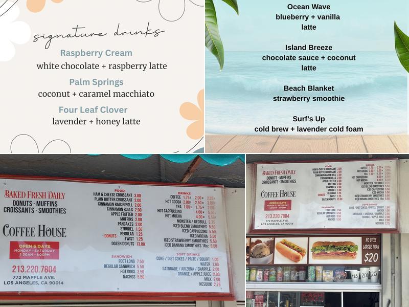 Coffee House Donuts Menu