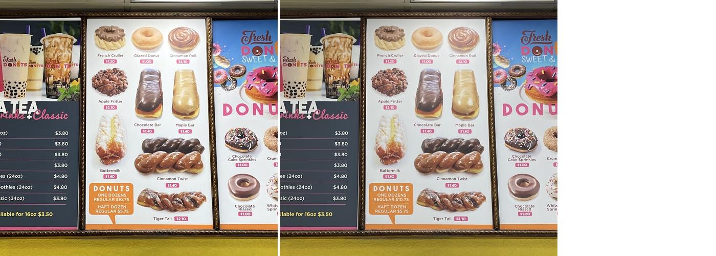Fresh donuts Menu