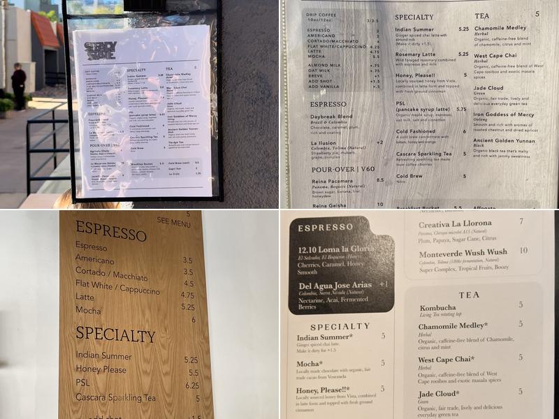 Steady State Roasting Menu