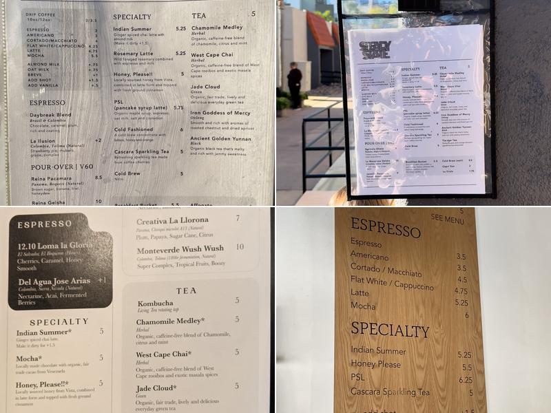 Steady State Roasting Menu