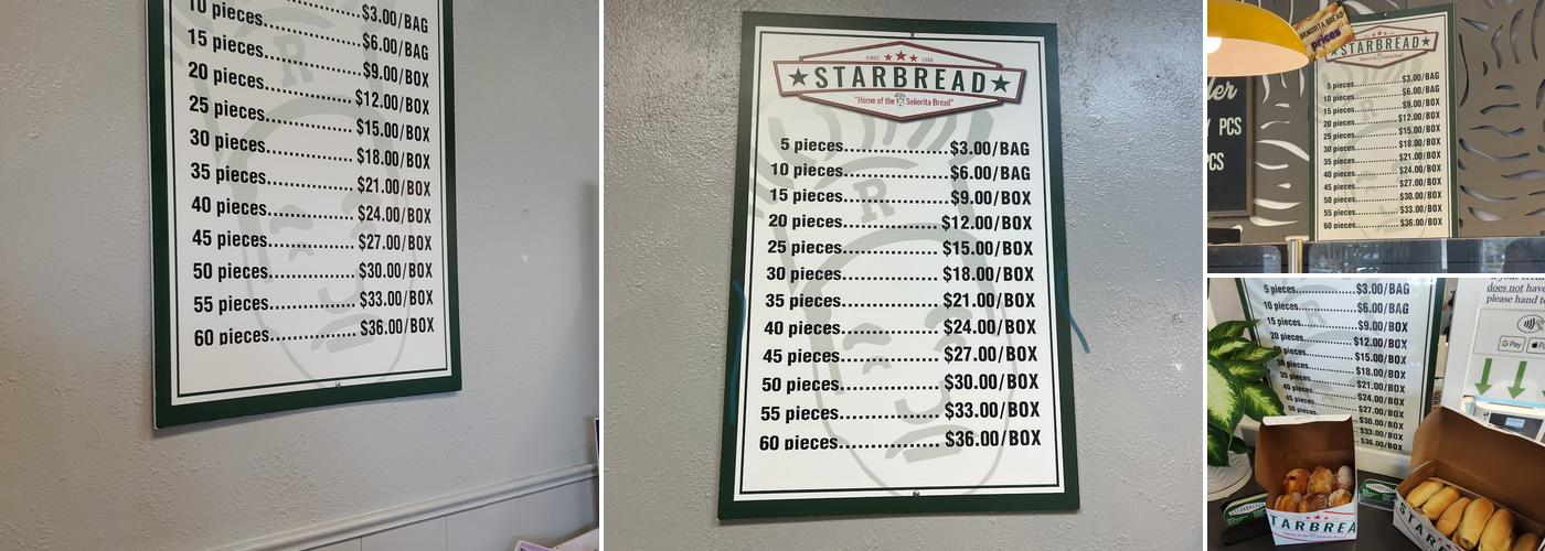 Starbread Menu