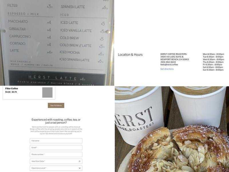 Herst Coffee Roasters Menu