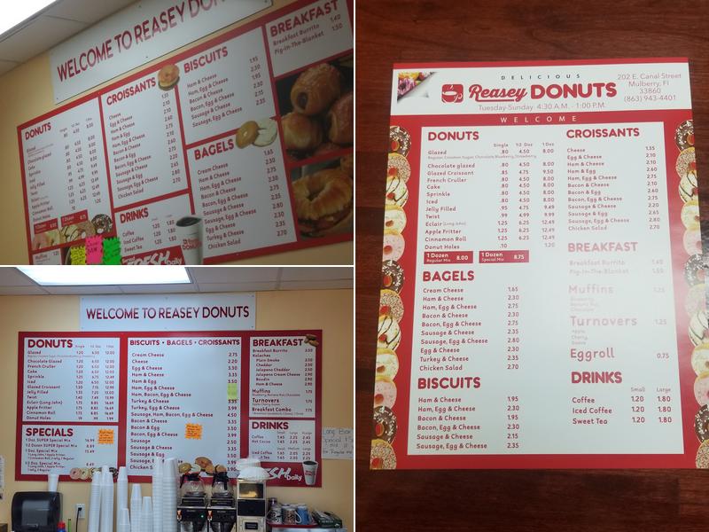 Reasey Donuts Menu