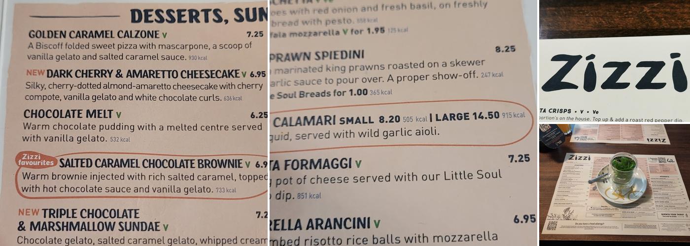 Zizzi - St Andrews Menu