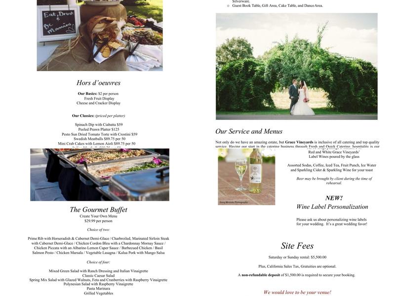 Grace Vineyards Menu