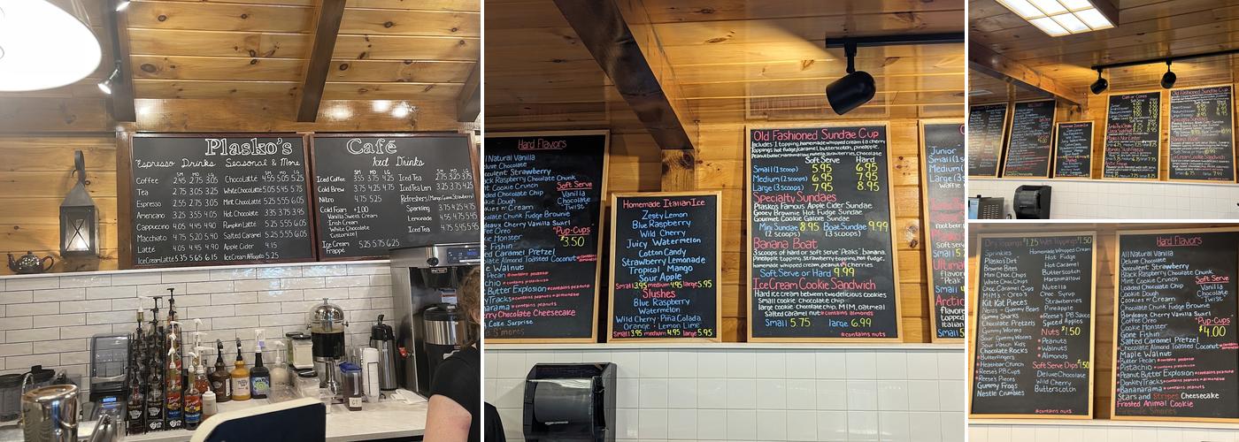 Plasko's Farm Creamery & Cafe Menu