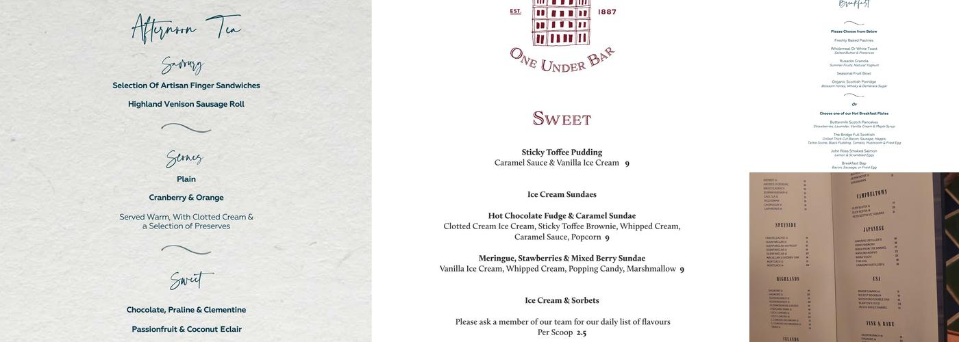 Rusacks St. Andrews Menu