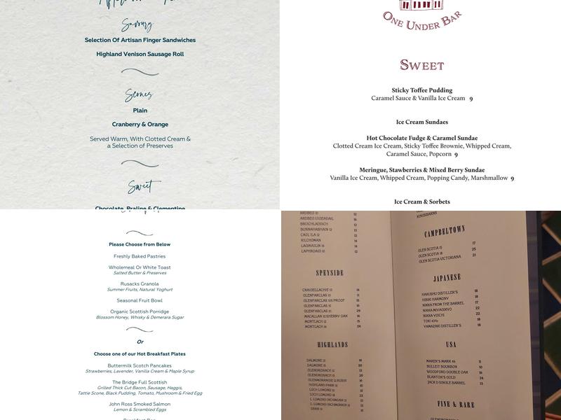 Rusacks St. Andrews Menu
