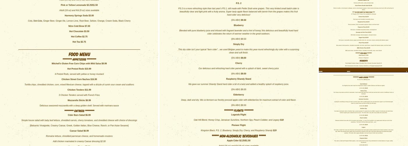 Carlson Orchards, Inc Menu