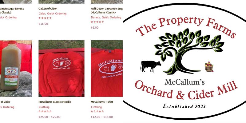 The Property Farms and McCallum's Orchard & Cider Mill Menu