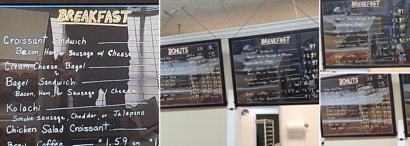 Fresh Donuts Menu