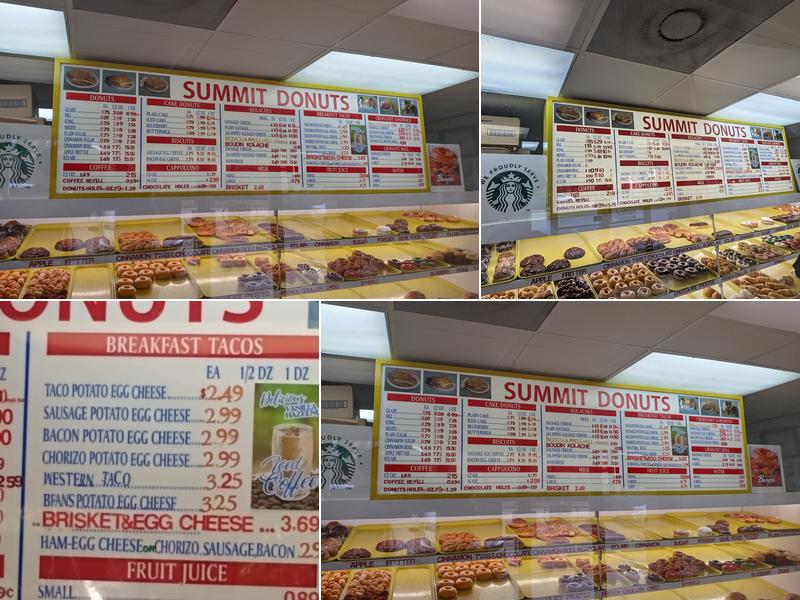 Summit Donuts Menu