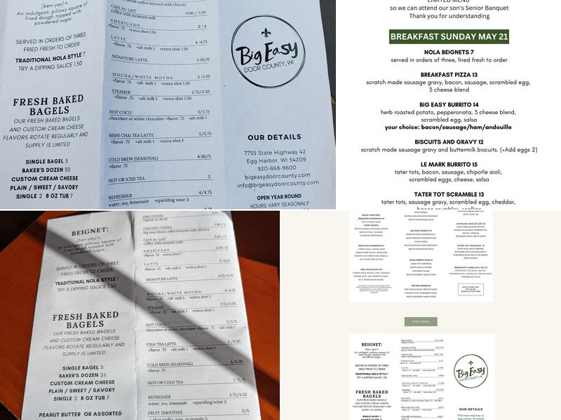 Big Easy Menu