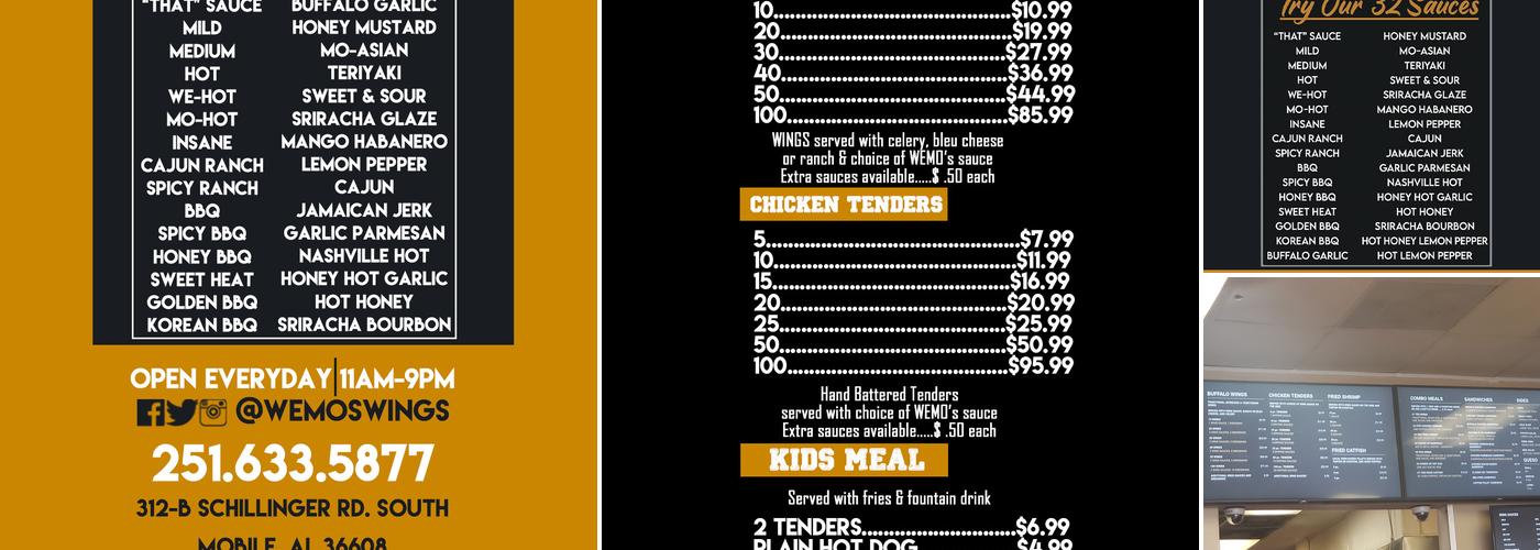 Wemo's Famous Wings Menu