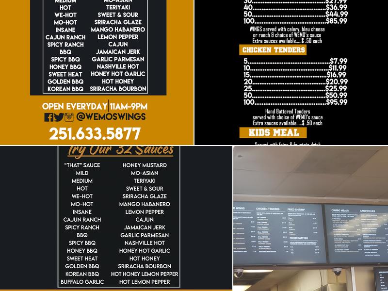 Wemo's Famous Wings Menu