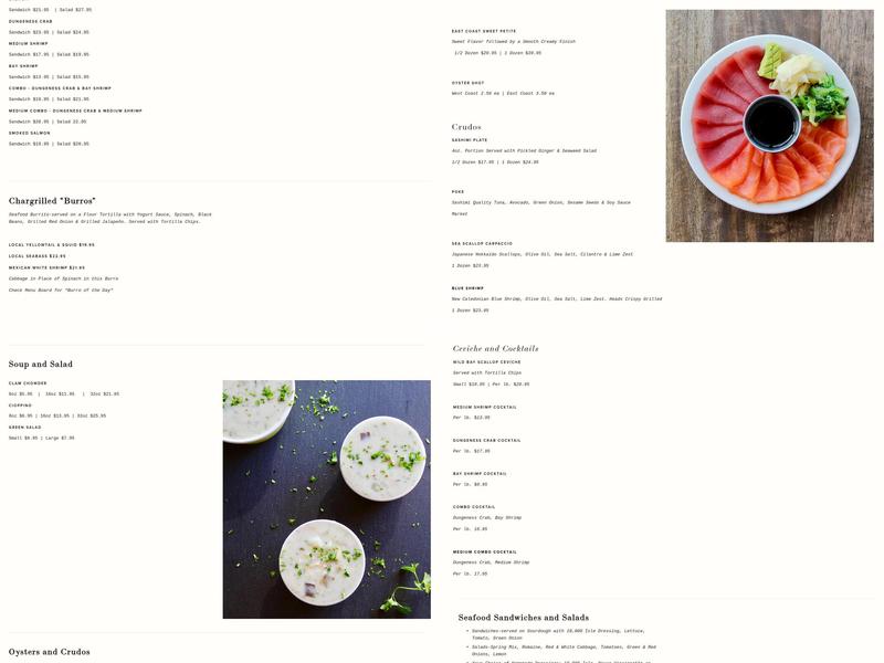 El Pescador Fish Market Menu