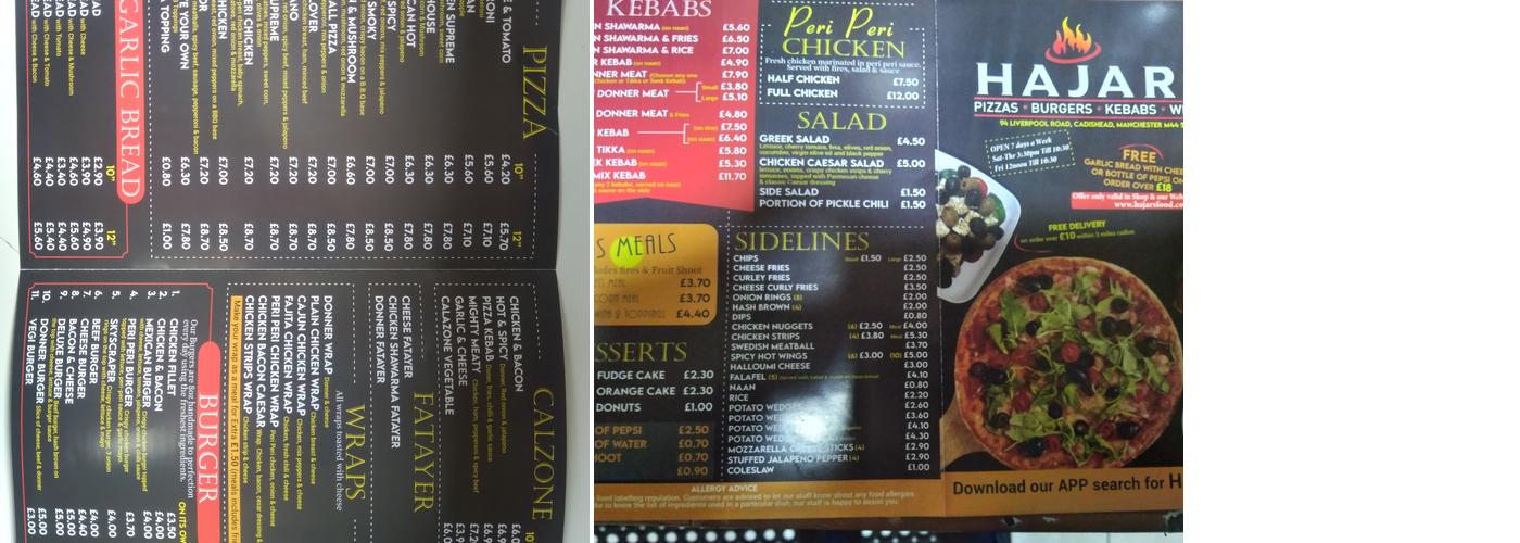 Hajars Cafe Grill House Menu