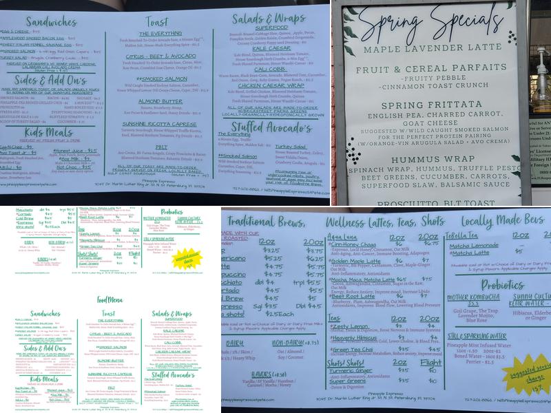 Pineapple Espresso Menu
