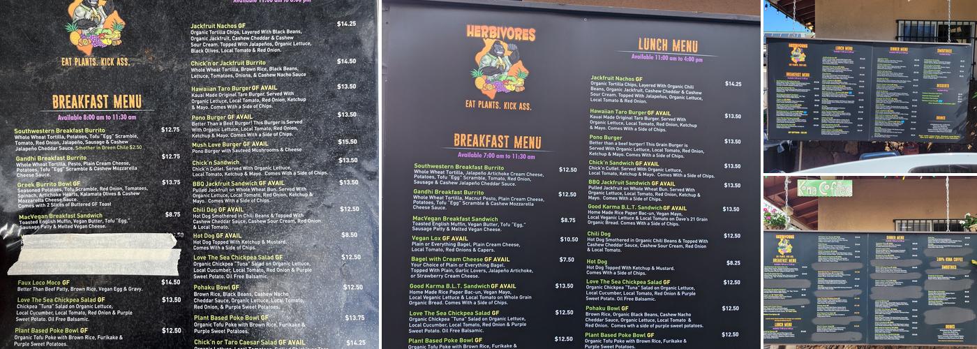 Herbivores Menu
