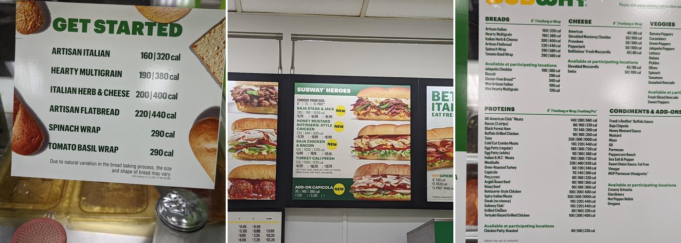 Subway Menu