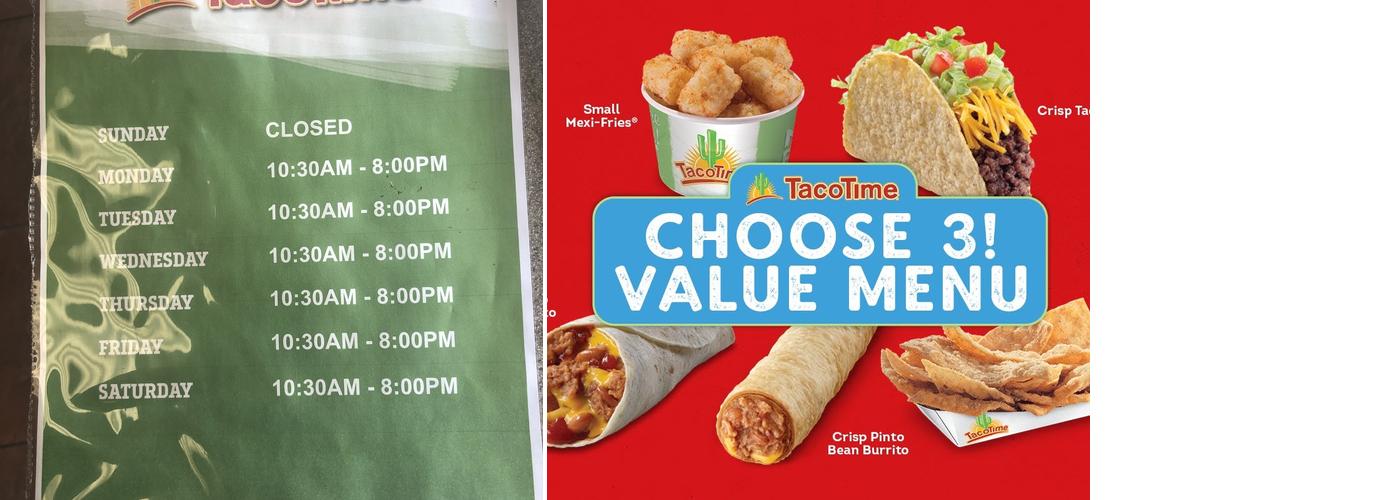 TacoTime Menu