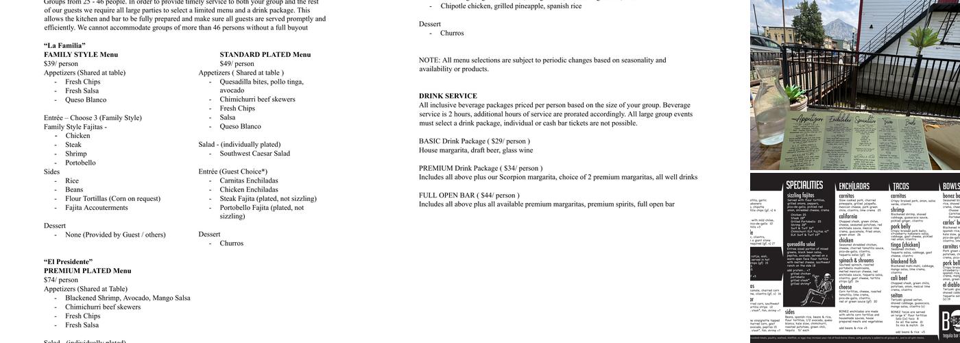 Bonez Menu