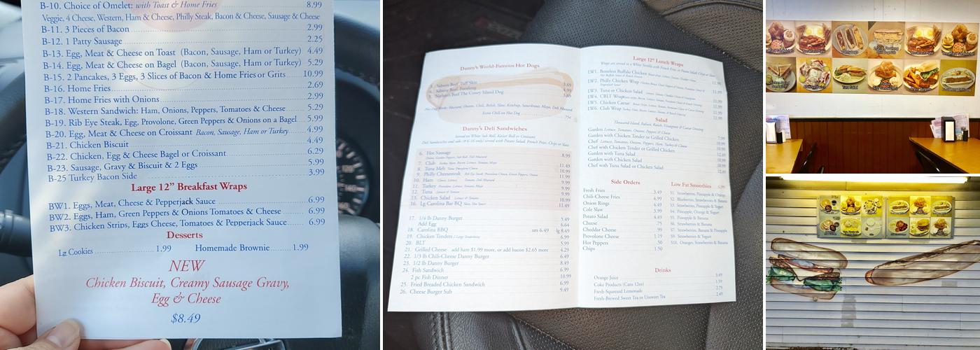 Danny's Hot Dogs Menu